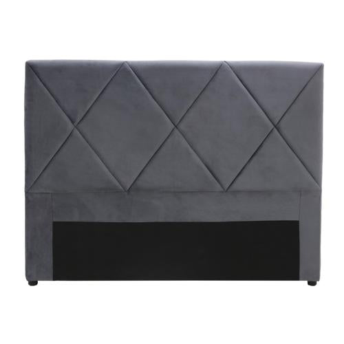 Metro Diamond Stitched Double / Queen Headboard Velvet Charcoal