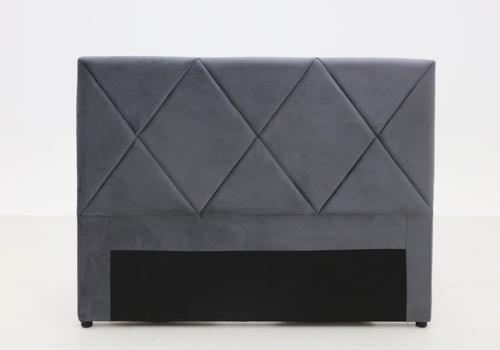 Metro Diamond Stitched Double / Queen Headboard Velvet Charcoal