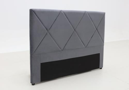 Metro Diamond Stitched Double / Queen Headboard Velvet Charcoal