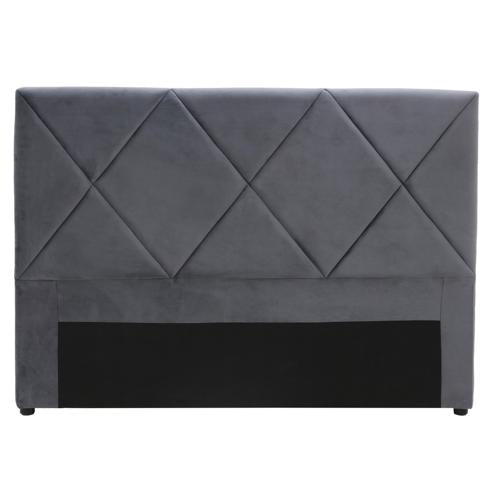 Metro Diamond Stitched King / Super King Headboard Velvet Charcoal