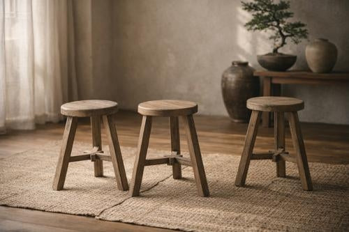 Lotus & Jade Stool Elm