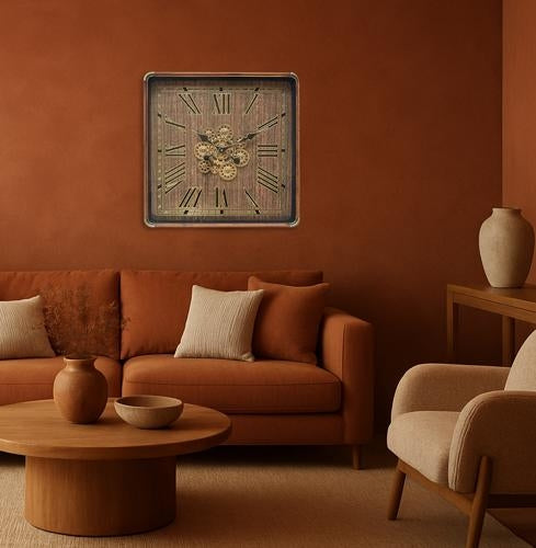 Square Gear Clock 600x600x90mm