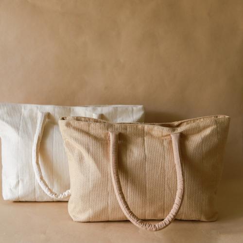 Akiiko Soft Waffle Carry-All Tote- Toast
