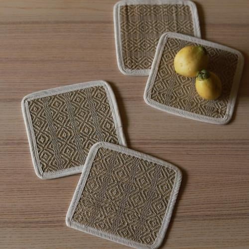 Akiiko Reed Table Top Set - Soft Reed Placemat, Runner, Coaster - Herring Weave