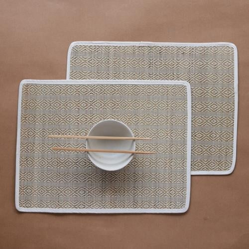 Akiiko Reed Table Top Set - Soft Reed Placemat, Runner, Coaster - Herring Weave