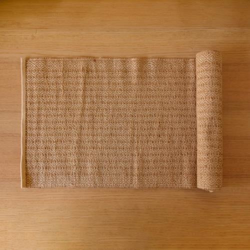 Akiiko Jute Table Top Set - Brown Jute Placemat, Runner, Coaster - Triangle