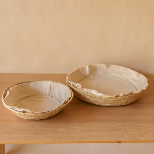 Akiiko Sabai Grass Wide Basket with Canvas Lining - Small