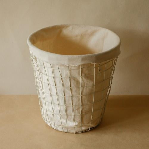 Akiiko Metal Laundry Basket with Grid Waffle Lining - Medium - White