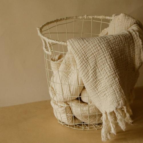 Akiiko Metal Laundry Basket with Bleached Jute Detailing - Large