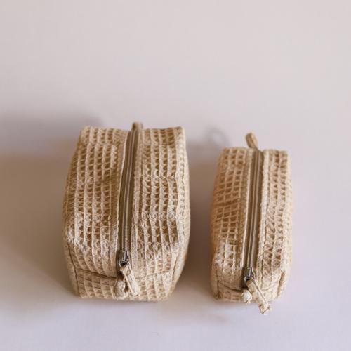 Akiiko Piqué Waffle Block Pouch - Large - Wheat