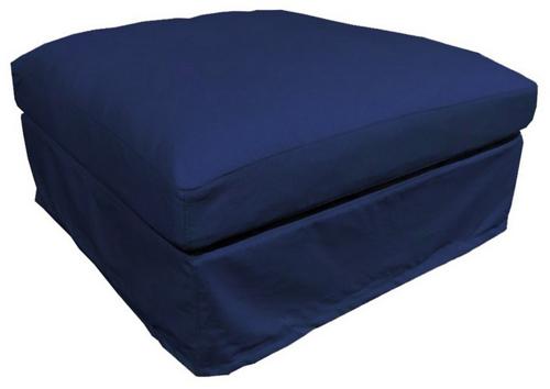 Slip Cover Bleu Ottoman