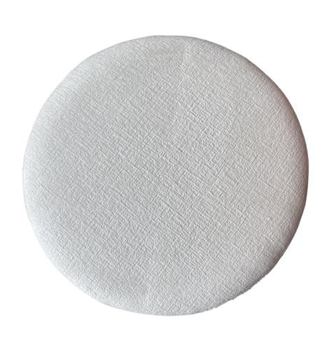 Round Ottoman with White Boucle Fabric / Oak Base