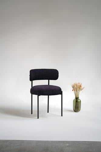Oscar Black Boucle Dining Chair 45cm Black Boucle Polyester