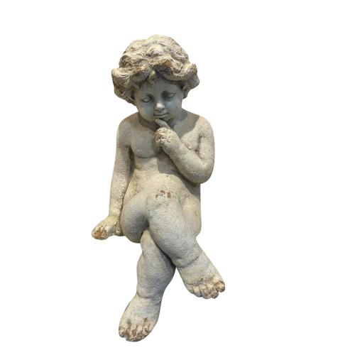 Vintage Sitting Cupid Antique Marble