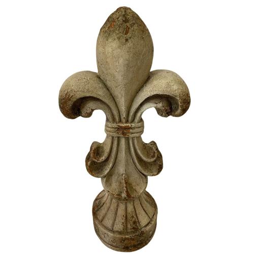 Fleur De Lis Finial Indoor/Outdoor Antique Marble Composite