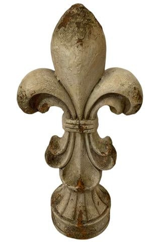 Fleur De Lis Finial Indoor/Outdoor Antique Marble Composite