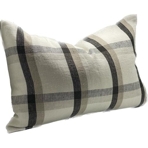 Linen Cushion Cover Ivory / Natural / Black 400x600mm