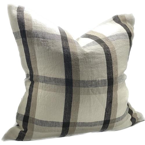 Linen Cushion Cover Ivory / Natural / Black 550x550mm
