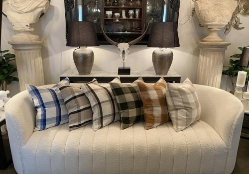 Linen Cushion Cover Ivory / Natural / Black 550x550mm