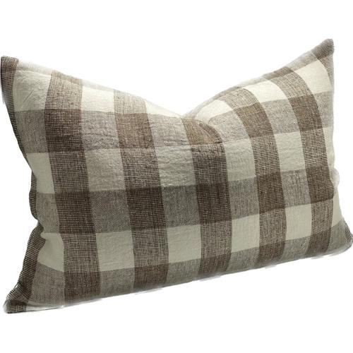 Linen Cushion Cover Ivory / Brown 400x600mm