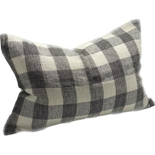 Linen Cushion Cover Ivory / Charcoal 400x600mm