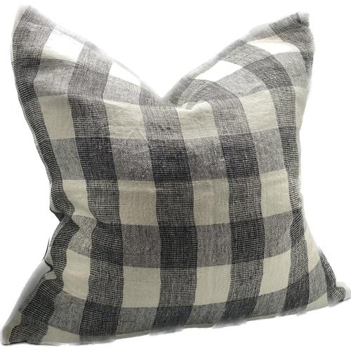 Linen Cushion Cover Ivory / Charcoal 550x550mm
