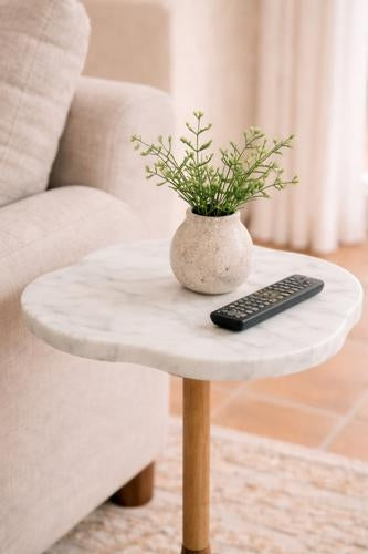 Marble Top Side Table Walnut
