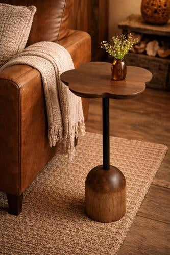 Clover Side Table Walnut 300x300x520mm