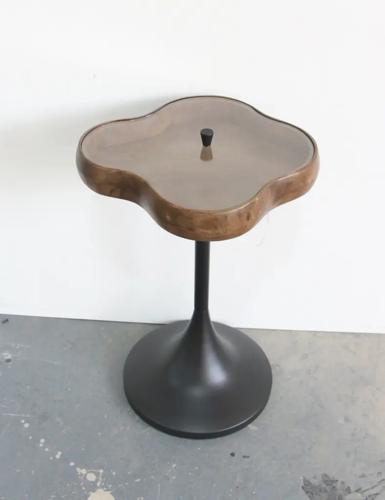 Clover Side Table withglass Lid Walnut / Black 360x325x510mm