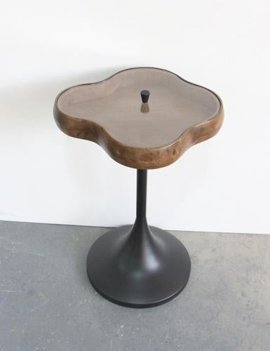Clover Side Table withglass Lid Walnut / Black 360x325x510mm