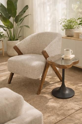 Clover Side Table withglass Lid Walnut / Black 360x325x510mm