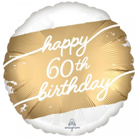 Vibrant 45cm foil balloon with 'Happy 60th Birthday' design, perfect for milestone celebrations and party decorations.