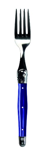 Set of 3 Verdier Forks in Violet, made of stainless steel, featuring resin handles and Laguiole Bee emblem, dishwasher safe.