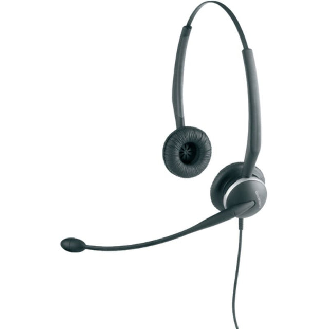 Jabra GN2125 wired stereo headset features noise-cancelling, quick disconnect, and comfortable over-the-head design.