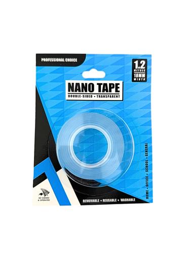 Professional Choice Double Sided Nano Tape 1.2M x 18mm Transparent - Pack of 6