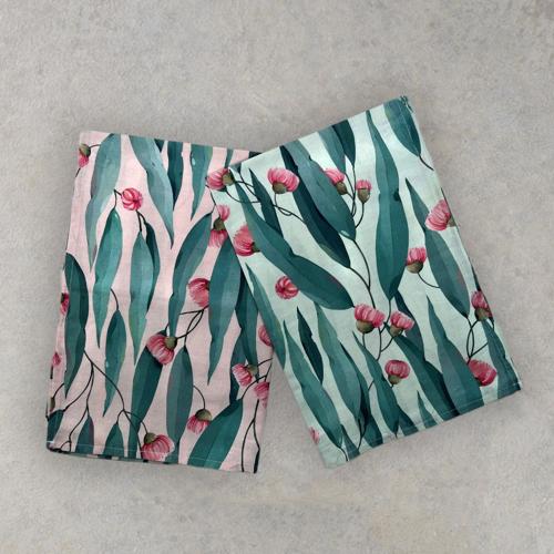 Baksana - Linen Tea Towel - Gumleaf - Pink
