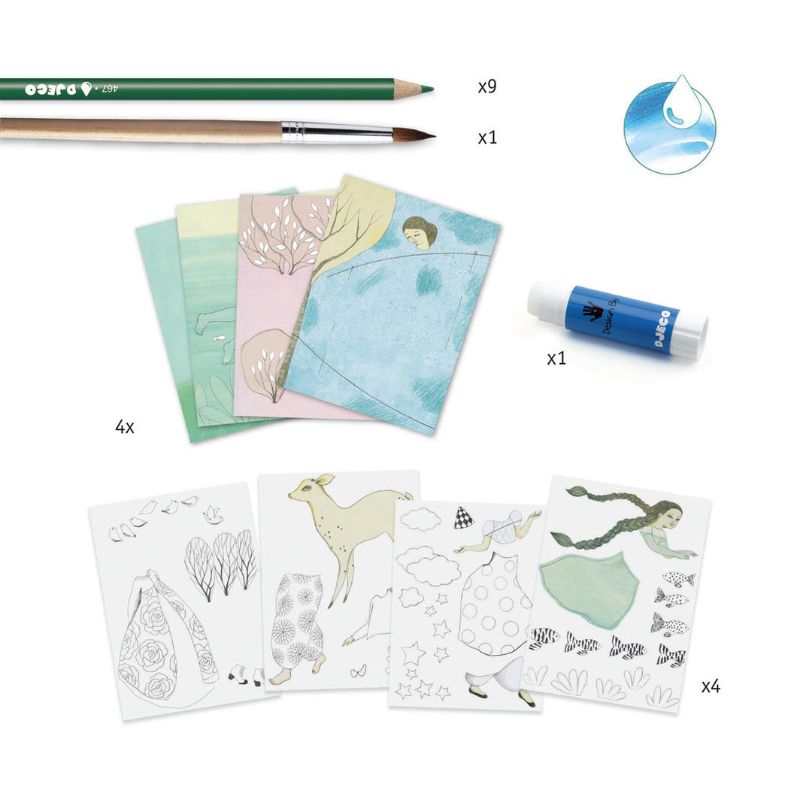 Watercolour Pencils Kit - Close calls - Djeco (SMARTFOX)