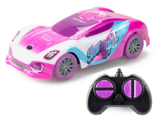 SILVERLIT EXOST STAR LIGHT Remote Control Car features a galaxy design, 2.4GHz control, and high-performance for thrilling races.
