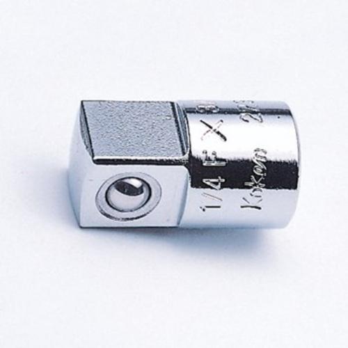 Koken 2233A adaptor connecting 1/4-inch drive tools to 3/8-inch sockets, compact and built for durability.