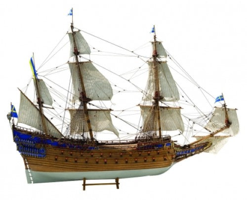 Detailed 1/75 scale model of the historic Wasa ship, showcasing its grandeur and intricate craftsmanship.