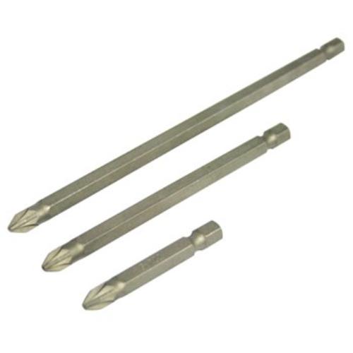 Rex-Plus Pozi #2 screwdriver bits, 150mm, S2 alloy, two per card, ideal for precise fastening in various materials.