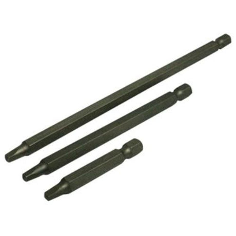 Rex-Plus #1 Robertson square screwdriver bits, 150mm long, durable S2 alloy steel, two-pack for tight spaces and precision work.