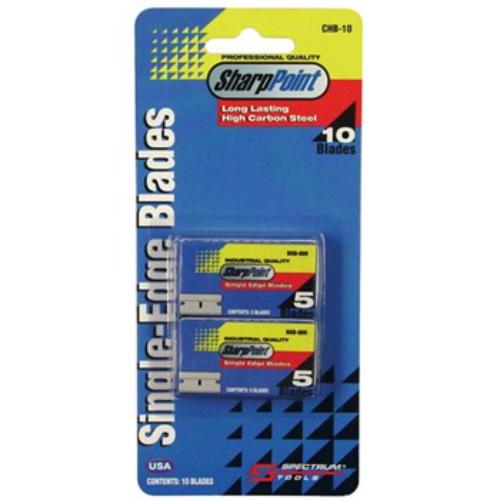 PHC Single Edge Razor Blades card of 10, ultra-sharp carbon steel for precise cutting and scraping tasks.