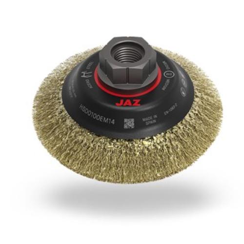Jaz Bevelled Brush High Speed 100mm x 24mm x 0.3mm - M14 x 2 - Coated Steel (BRU