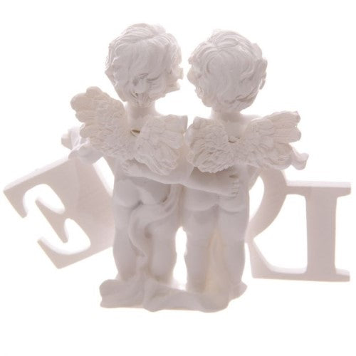 Ornament - Cherubs Pair Holding LOVE Letters (11.5cm)
