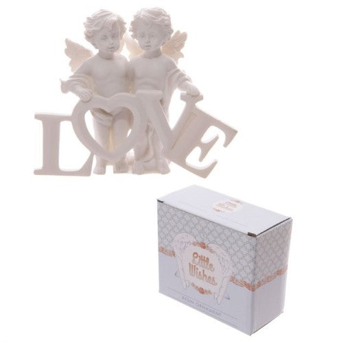 Ornament - Cherubs Pair Holding LOVE Letters (11.5cm)