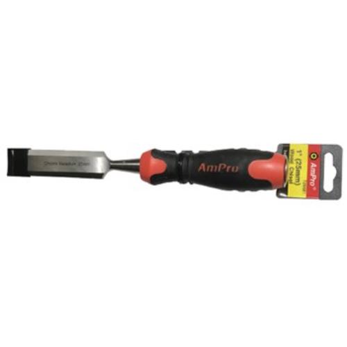 AmPro Wood Chisel 25mm with chrome vanadium steel blade and ergonomic handle for precision woodworking tasks.