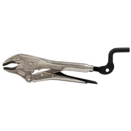 Strong Hand Jaw Pliers with crank handle and curved jaws for precision gripping and torque adjustment.
