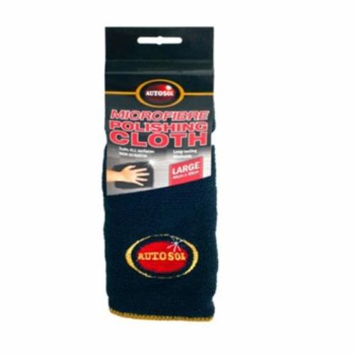 Autosol microfibre polishing cloth, 400x400mm, ideal for polishing cars, furniture, and electronics with a scratch-free finish.