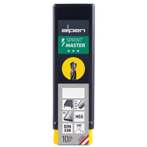 Alpen Series 626 Sprint Master R 2.5 drill bit in high-speed steel, ideal for precise drilling in various steel types.